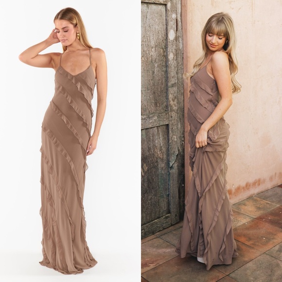 NEW Show Me Your Mumu Romance Ruffle Maxi Dress in Dune Chiffon sz XXL - Picture 2 of 9